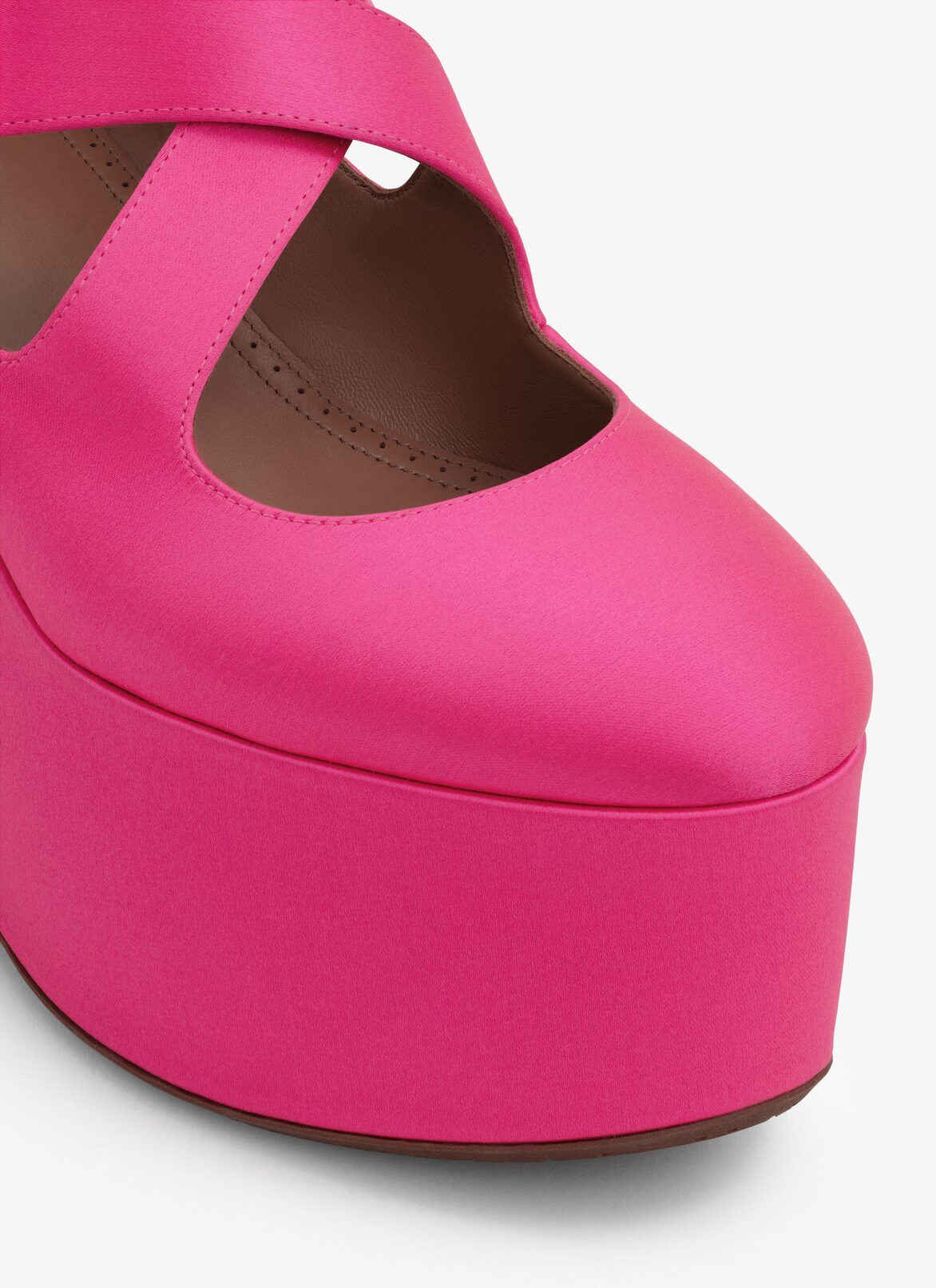 CRISS CROSS WEDGES IN SATIN ALAÏA PINK FUCHSIA CRISS CROSS WEDGES IN SATIN